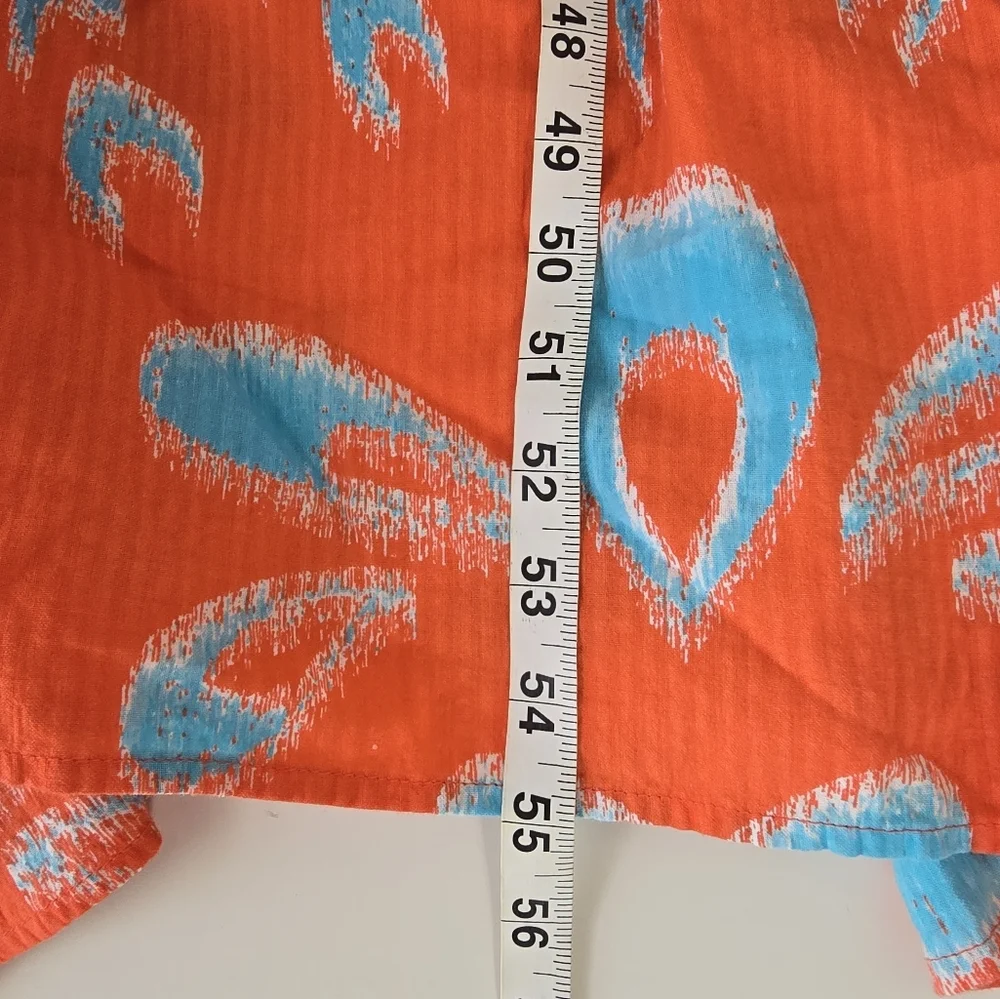 NWT Crown & Ivy One Shoulder Tie Maxi Sundress XL Orange Blue Ikat Print Pockets
